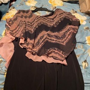 Black dress  with wrap made on it multi-colors
